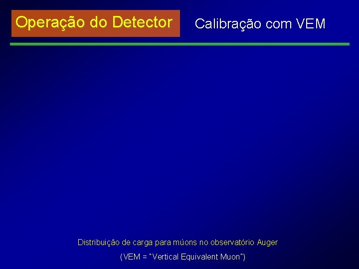 Operação do Detector Calibração com VEM Distribuição de carga para múons no observatório Auger