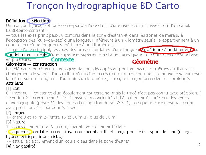 Tronçon hydrographique BD Carto Définition — sélection Un tronçon hydrographique correspond à l'axe du