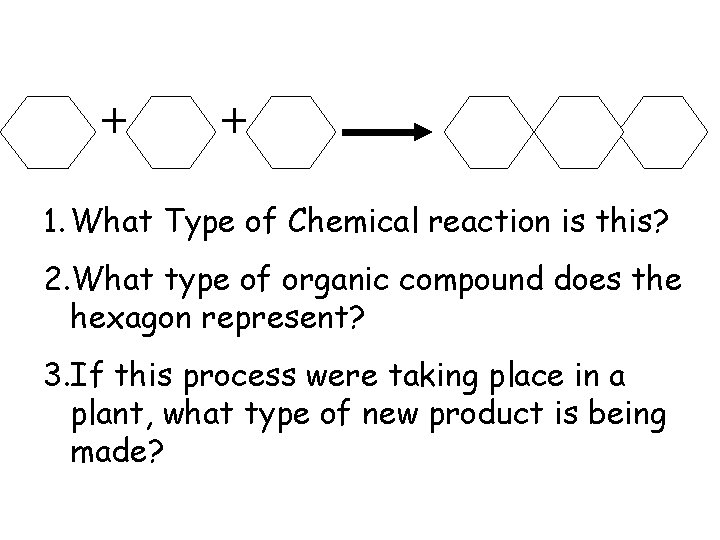 1. What Type of Chemical reaction is this? 2. What type of organic compound