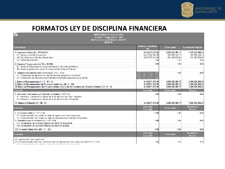 FORMATOS LEY DE DISCIPLINA FINANCIERA FORMATOS LEY DE DISCIPLINA FINANCIERA