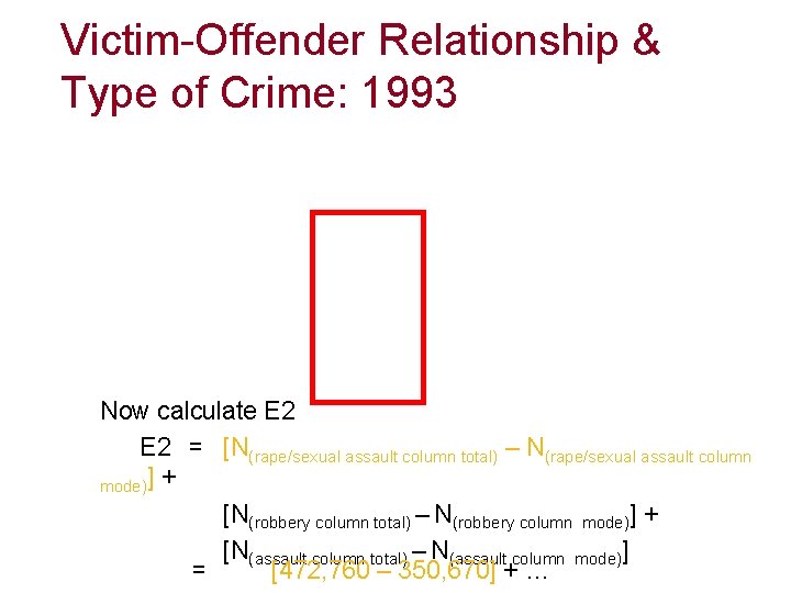 Victim-Offender Relationship & Type of Crime: 1993 Now calculate E 2 = [N(rape/sexual assault