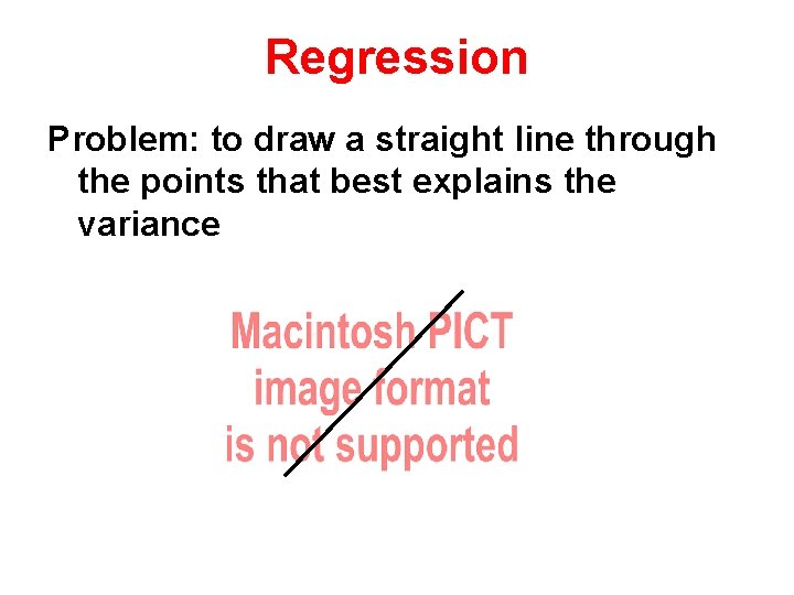 Regression Problem: to draw a straight line through the points that best explains the