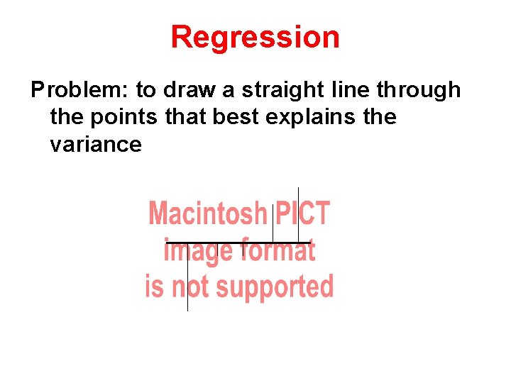 Regression Problem: to draw a straight line through the points that best explains the