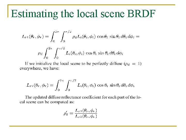 Estimating the local scene BRDF 