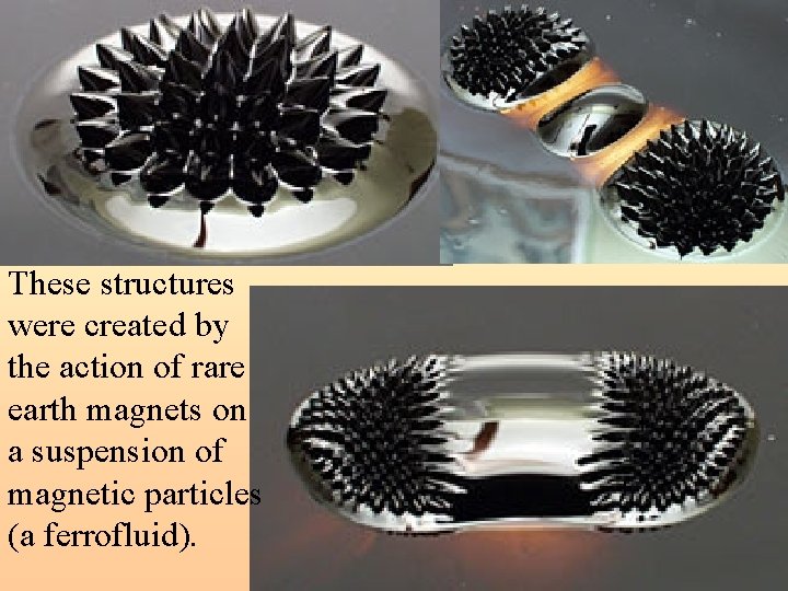 These structures were created by the action of rare earth magnets on a suspension