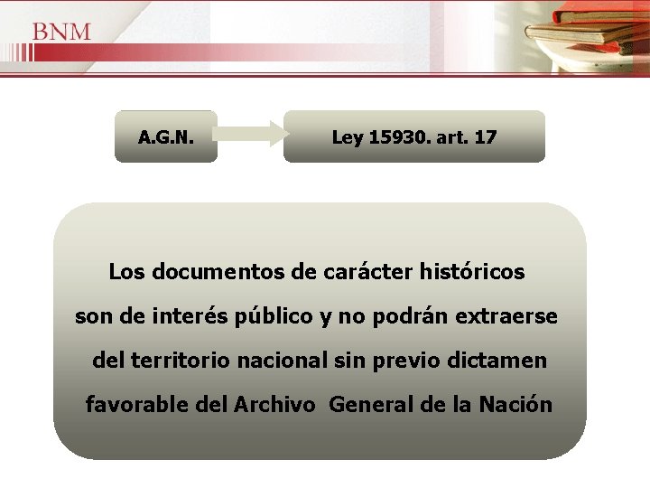 A. G. N. Ley 15930. art. 17 Los documentos de carácter históricos son de