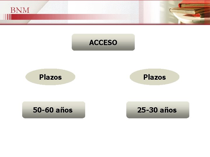 ACCESO Plazos 50 -60 años Plazos 25 -30 años 