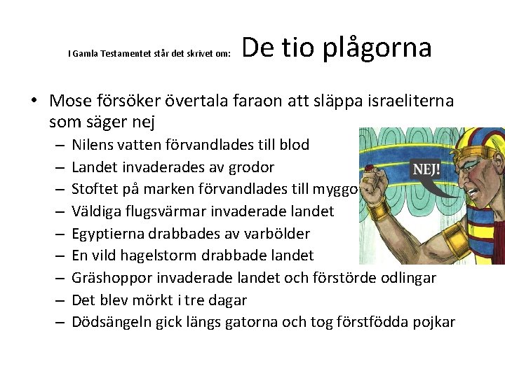 I Gamla Testamentet står det skrivet om: De tio plågorna • Mose försöker övertala