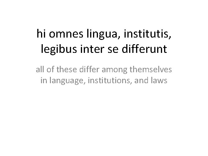 hi omnes lingua, institutis, legibus inter se differunt all of these differ among themselves