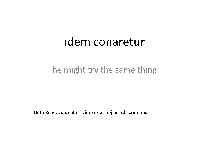 idem conaretur he might try the same thing Nota Bene: conaretur is imp dep