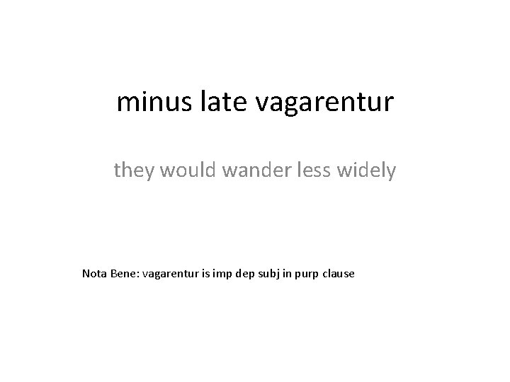 minus late vagarentur they would wander less widely Nota Bene: vagarentur is imp dep