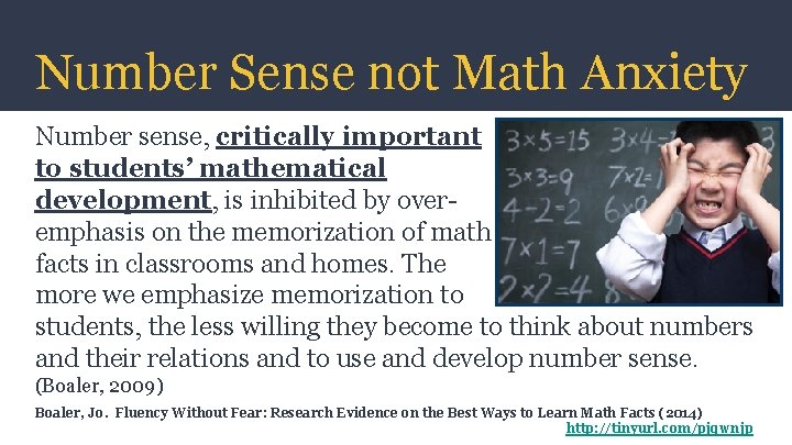Number Sense not Math Anxiety Number sense, critically important to students’ mathematical development, is