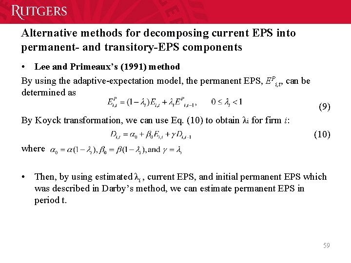Alternative methods for decomposing current EPS into permanent- and transitory-EPS components • Lee and
