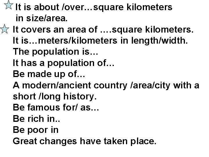 It is about /over…square kilometers in size/area. It covers an area of …. square