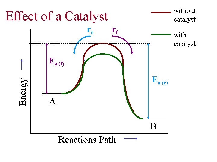 without catalyst Effect of a Catalyst rr rf with catalyst Energy Ea (f) Ea