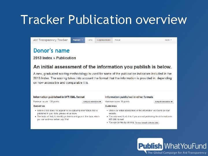 Tracker Publication overview 