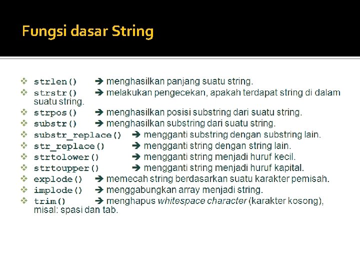 Fungsi dasar String 