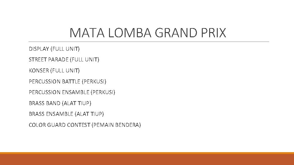 MATA LOMBA GRAND PRIX DISPLAY (FULL UNIT) STREET PARADE (FULL UNIT) KONSER (FULL UNIT)