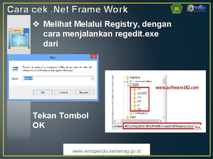 Cara cek. Net Frame Work v Melihat Melalui Registry, dengan cara menjalankan regedit. exe