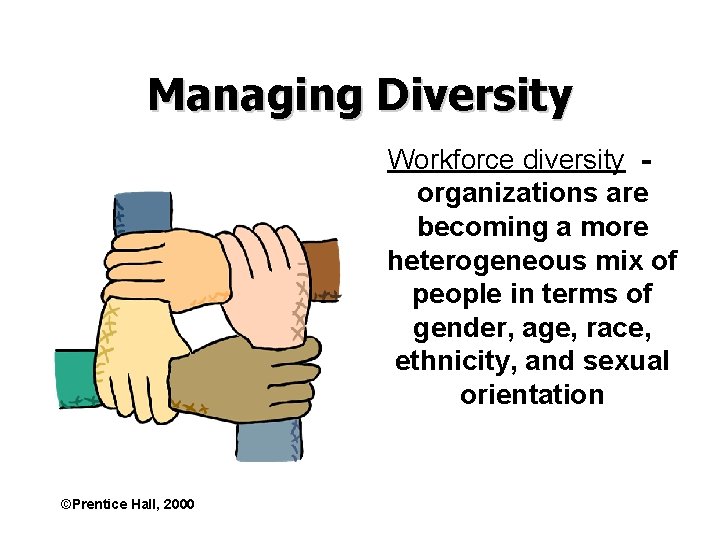 Managing Diversity Workforce diversity organizations are becoming a more heterogeneous mix of people in