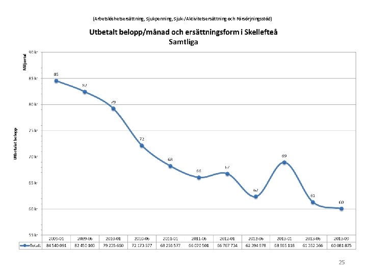 (Arbetslöshetsersättning, Sjukpenning, Sjuk-/Aktivitetsersättning och Försörjningsstöd) 25 