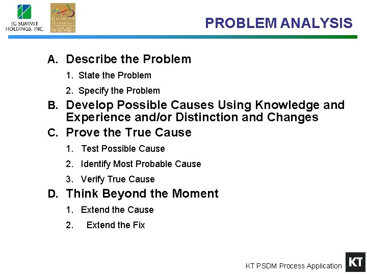 PROBLEM ANALYSIS A. Describe the Problem 1. State the Problem 2. Specify the Problem