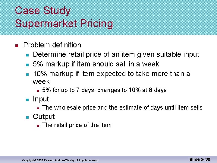 Case Study Supermarket Pricing n Problem definition n Determine retail price of an item