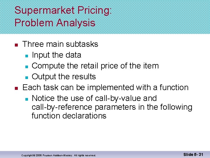 Supermarket Pricing: Problem Analysis n n Three main subtasks n Input the data n