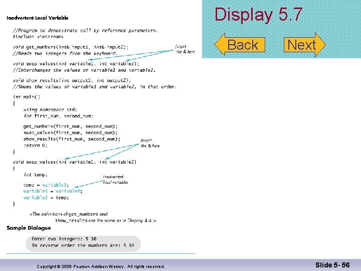 Display 5. 7 Back Copyright © 2008 Pearson Addison-Wesley. All rights reserved. Next Slide
