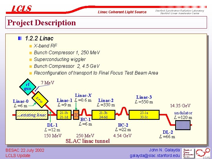 Linac Coherent Light Source Stanford Synchrotron Radiation Laboratory Stanford Linear Accelerator Center Project Description