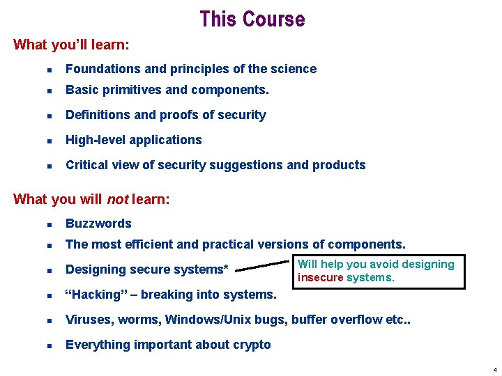 This Course What you’ll learn: n Foundations and principles of the science n Basic