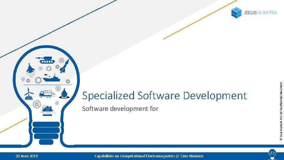 © Zeus Numerix Pvt Ltd: Confidential Document Specialized Software Development Software development for 20