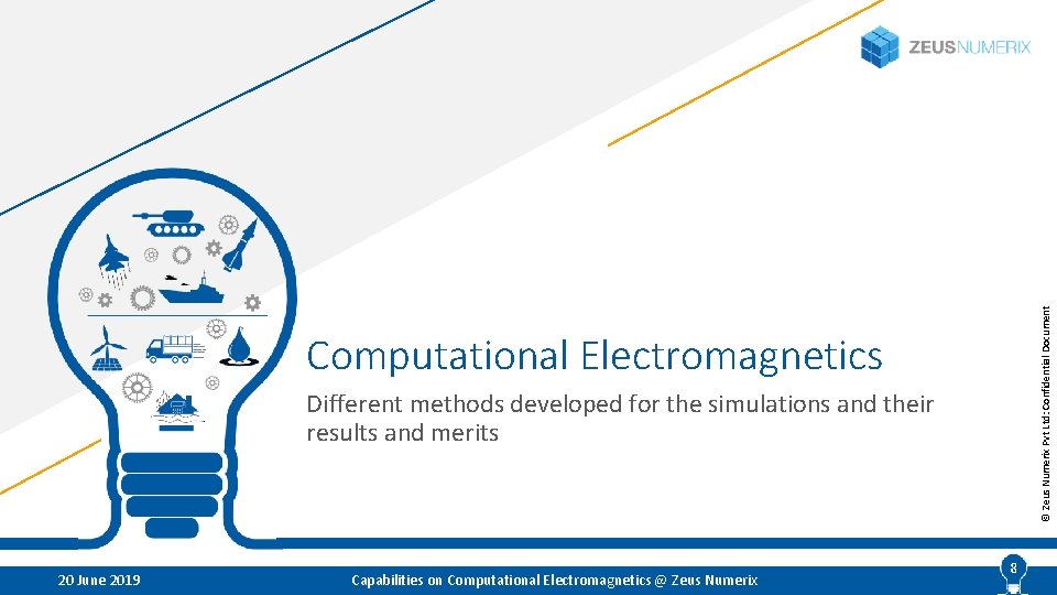 © Zeus Numerix Pvt Ltd: Confidential Document Computational Electromagnetics Different methods developed for the
