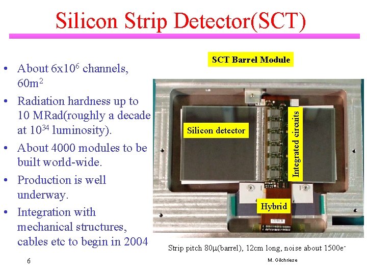 Silicon Strip Detector(SCT) 6 SCT Barrel Module Integrated circuits • About channels, 60 m