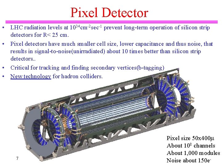 Pixel Detector • LHC radiation levels at 1034 cm-2 sec-1 prevent long-term operation of