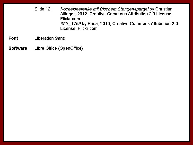 Slide 12: Kochelseerenke mit frischem Stangenspargel by Christian Allinger, 2012, Creative Commons Attribution 2.
