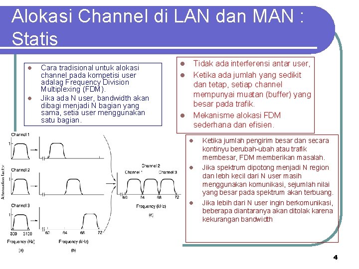 Alokasi Channel di LAN dan MAN : Statis l l Cara tradisional untuk alokasi