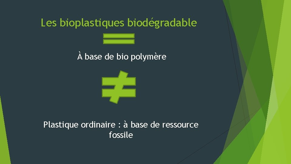 Les bioplastiques biodégradable À base de bio polymère Plastique ordinaire : à base de