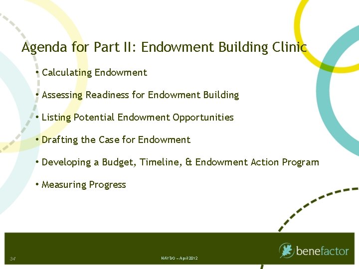 Agenda for Part II: Endowment Building Clinic • Calculating Endowment • Assessing Readiness for