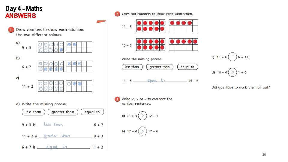 Day 4 – Maths ANSWERS 20 