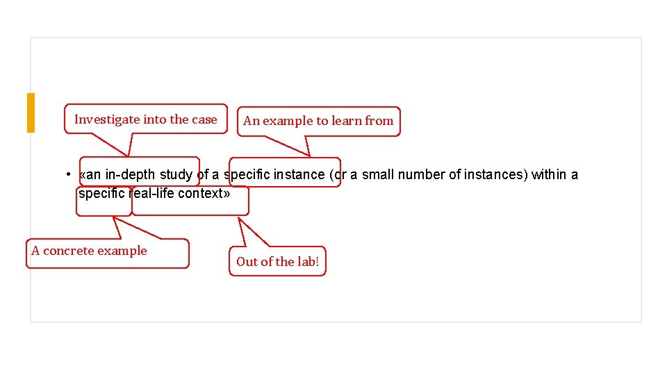 Investigate into the case An example to learn from • «an in-depth study of