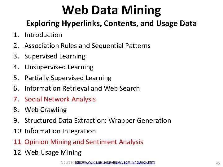 Web Data Mining Exploring Hyperlinks, Contents, and Usage Data 1. Introduction 2. Association Rules