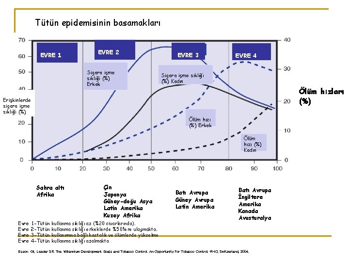 Tütün epidemisinin basamakları EVRE 1 EVRE 2 Sigara içme sıklığı (%) Erkek EVRE 3