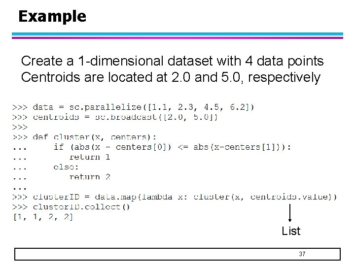 Example Create a 1 -dimensional dataset with 4 data points Centroids are located at Example Create a 1 -dimensional dataset with 4 data points Centroids are located at