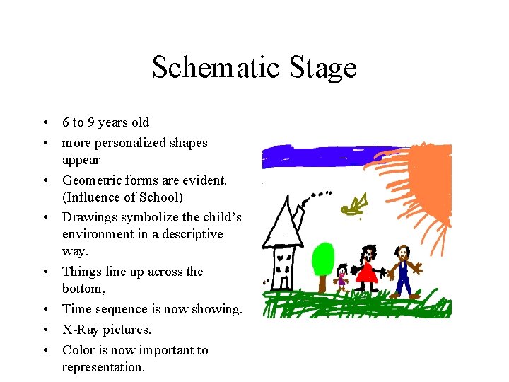 Schematic Stage • 6 to 9 years old • more personalized shapes appear •