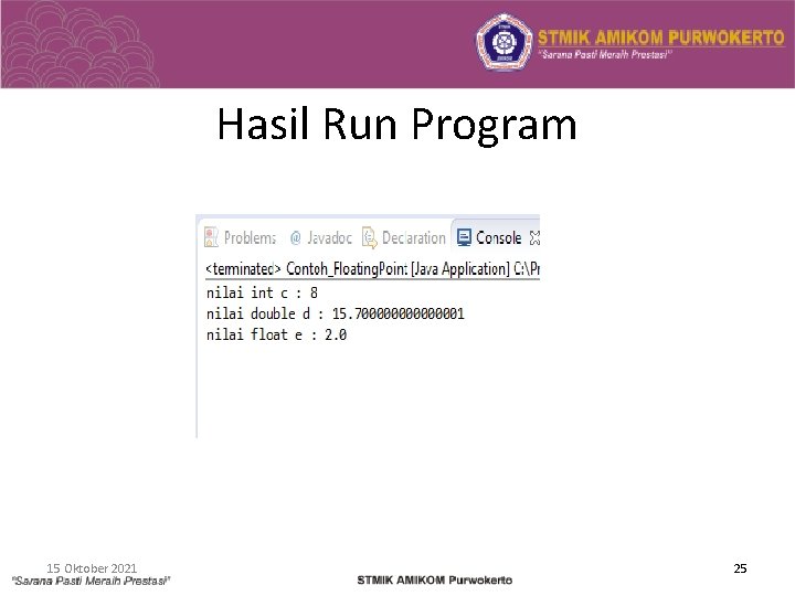 Hasil Run Program 15 Oktober 2021 25 