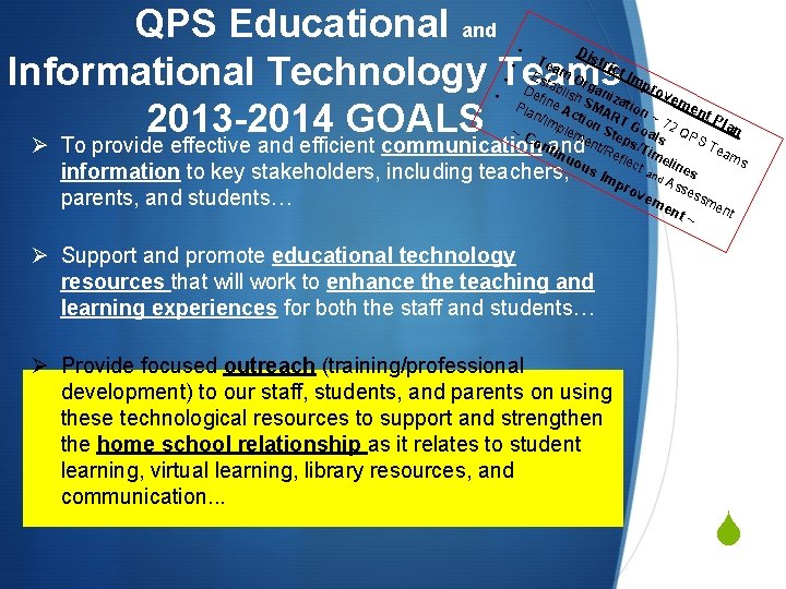 QPS Educational and Informational Technology Teams 2013 -2014 GOALS Ø • D ist Te