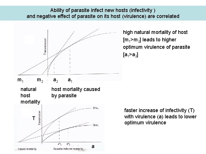 Ability of parasite infect new hosts (infectivity ) and negative effect of parasite on