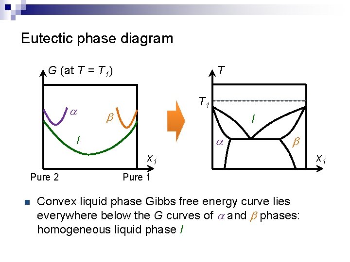 Eutectic phase diagram G (at T = T 1) a T T 1 b