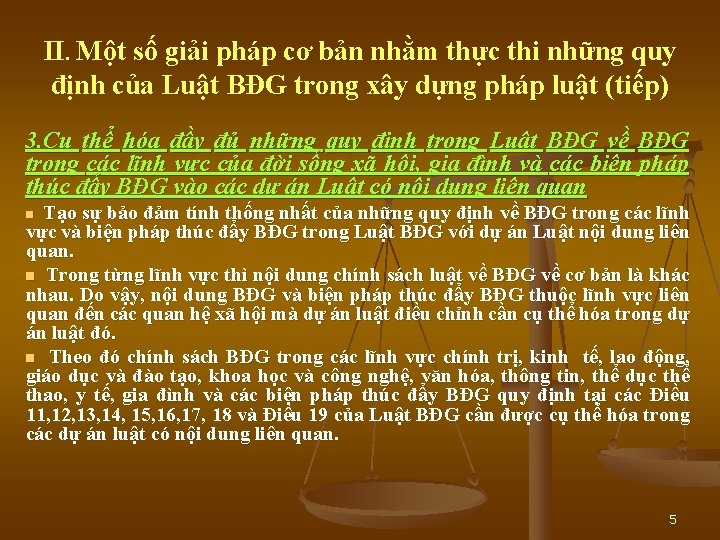 II. Một số giải pháp cơ bản nhằm thực thi những quy định của